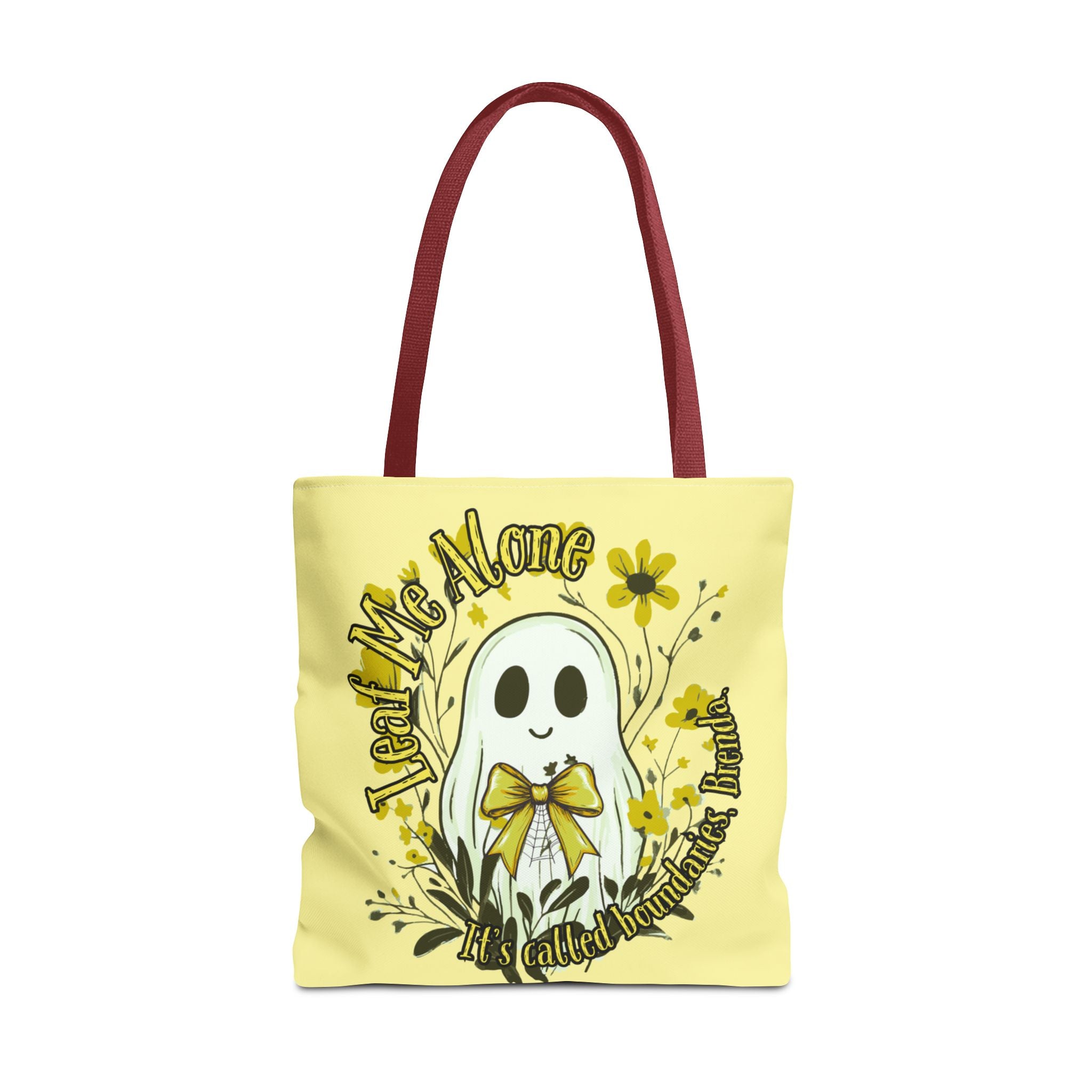Leaf Me Alone Tote Bag, Cute Ghost Boundaries Bag, Funny Autumn Halloween Tote