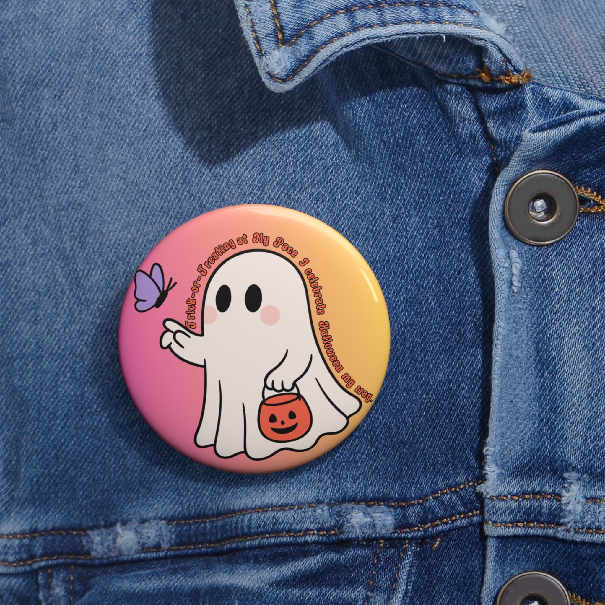 Neurodivergent-Trick-or-Treating at My Pace, Cute Ghost Halloween Badge