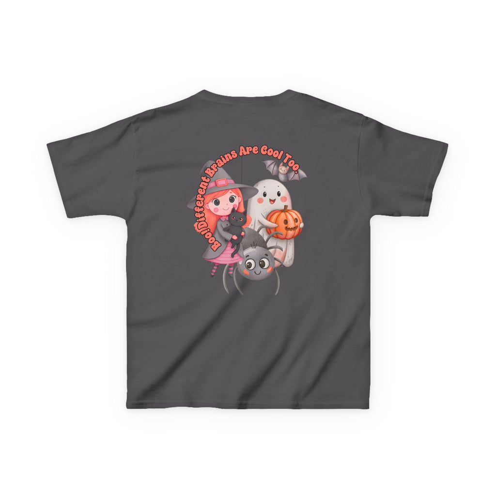 “Boo! Different Brains Are Cool Too” Kids Halloween T-Shirt – Inclusive Slogan Tee