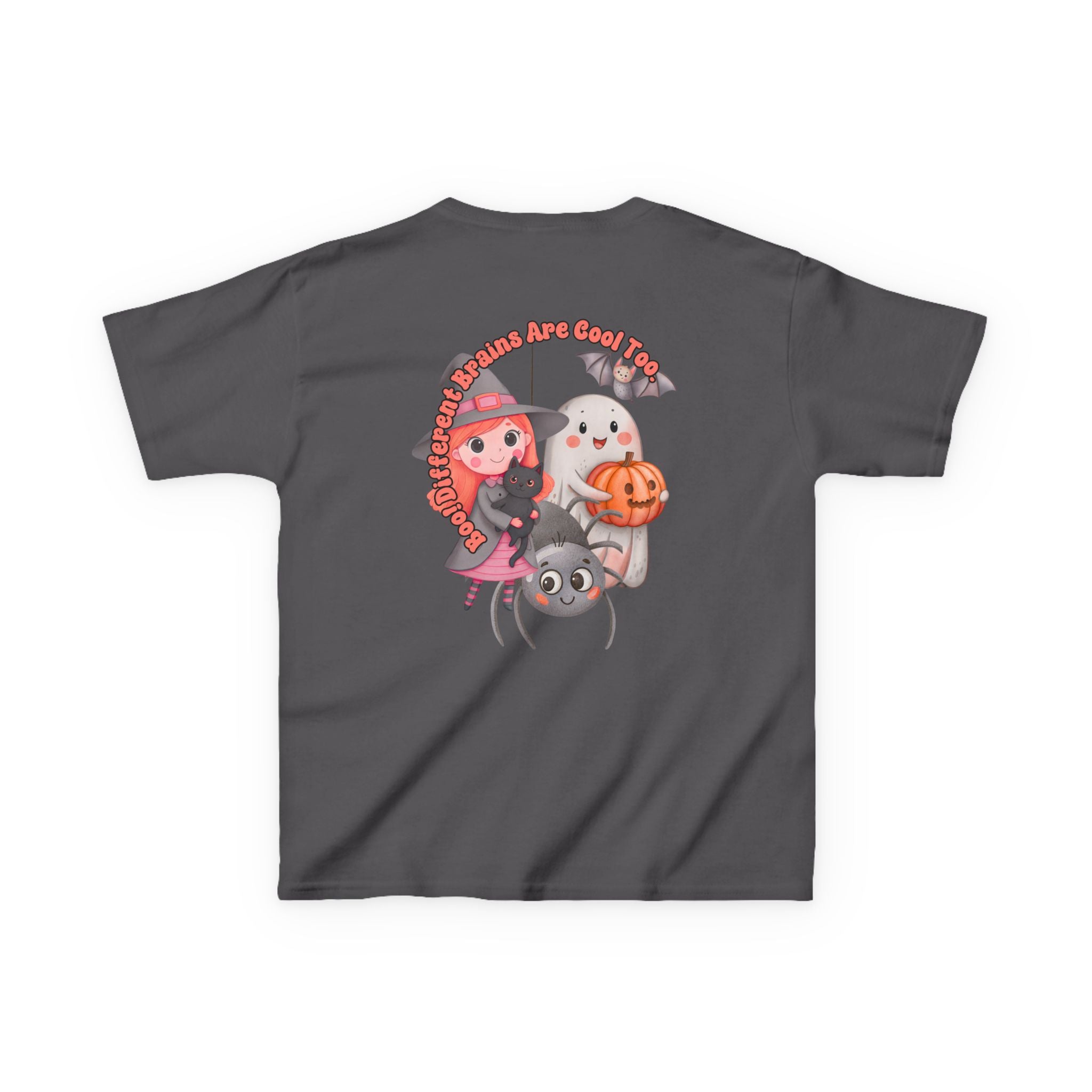 “Boo! Different Brains Are Cool Too” Kids Halloween T-Shirt – Inclusive Slogan Tee