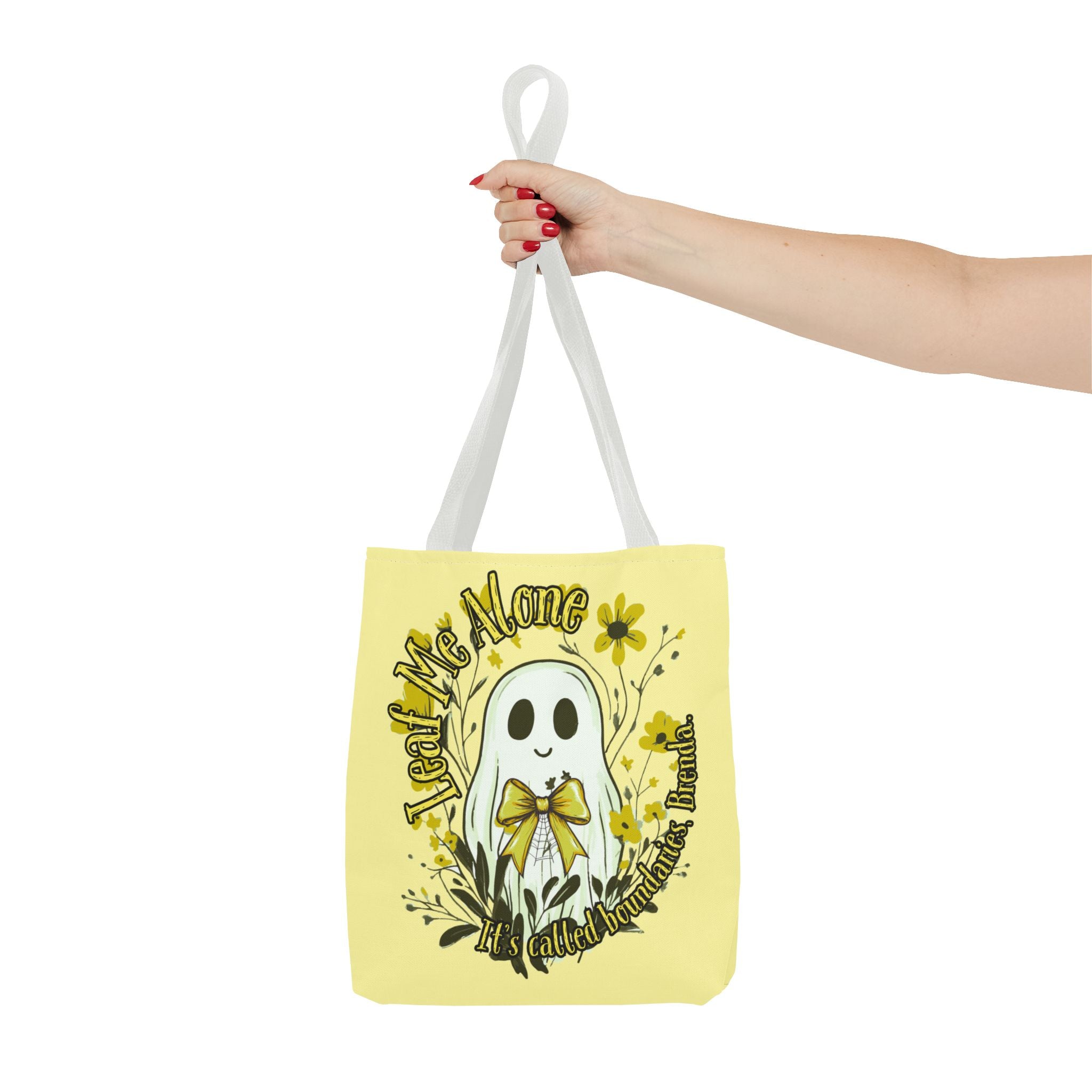 Leaf Me Alone Tote Bag, Cute Ghost Boundaries Bag, Funny Autumn Halloween Tote