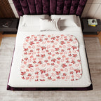 Cosy Autumn Sherpa Blanket – Maple Leaf & Berry Design in Seasonal Hues