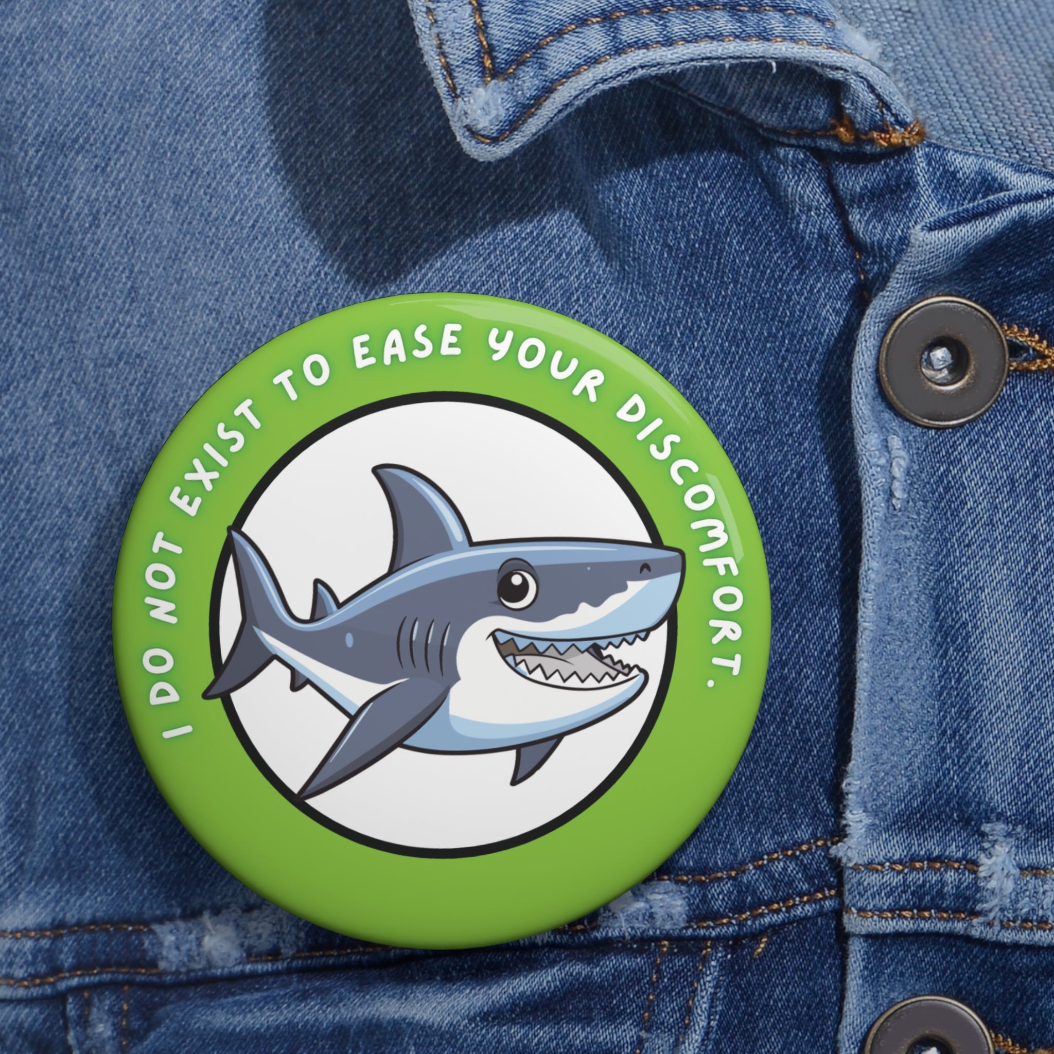 Neurodivergence Awareness Pin Badge – Boundary Setting Shark Design (3in)