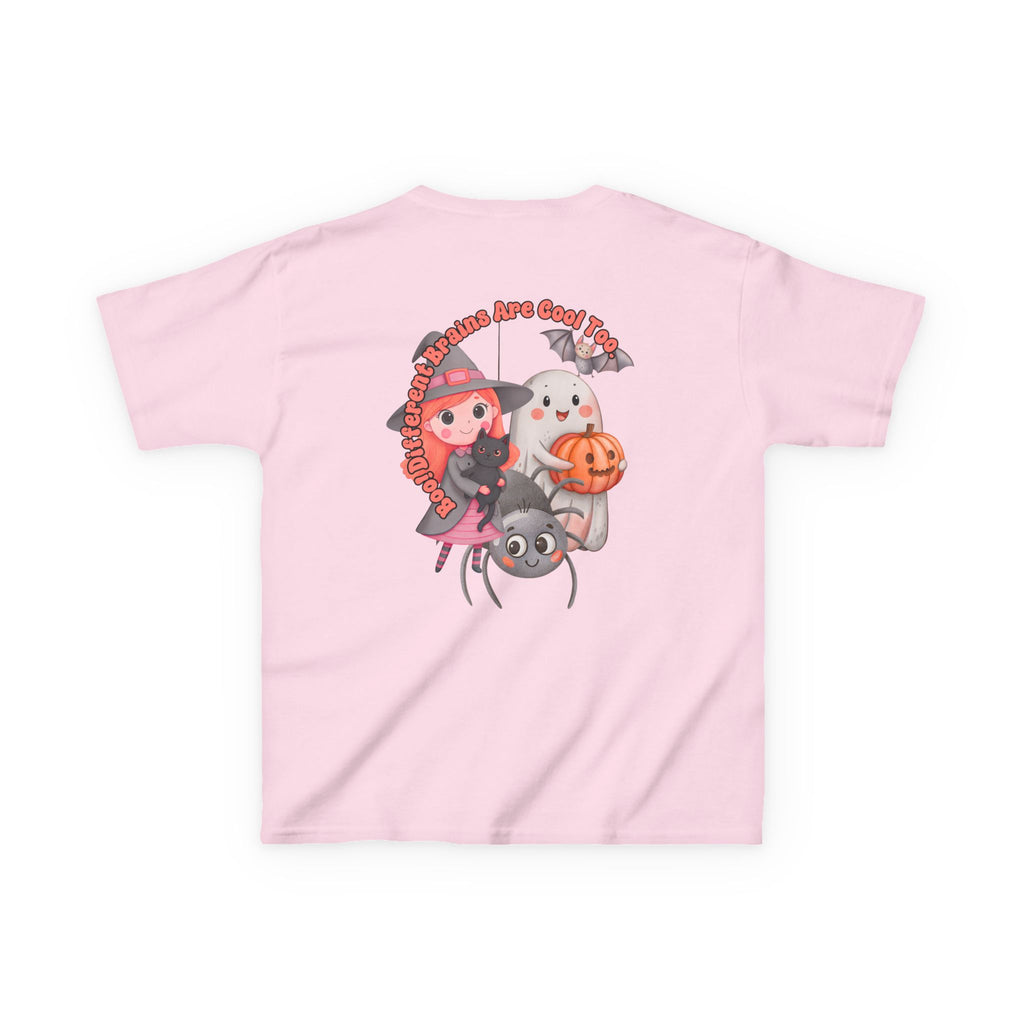 “Boo! Different Brains Are Cool Too” Kids Halloween T-Shirt – Inclusive Slogan Tee
