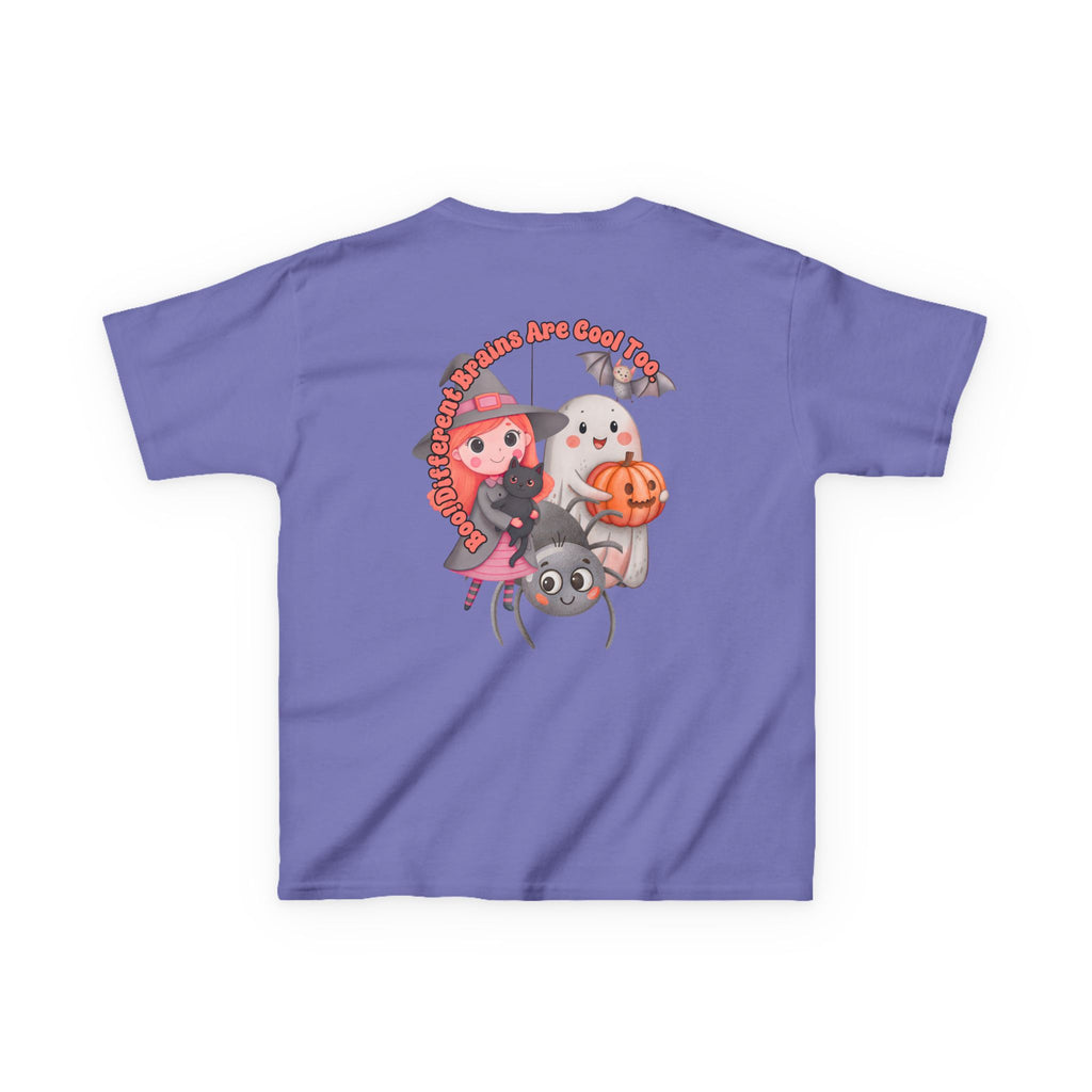 “Boo! Different Brains Are Cool Too” Kids Halloween T-Shirt – Inclusive Slogan Tee