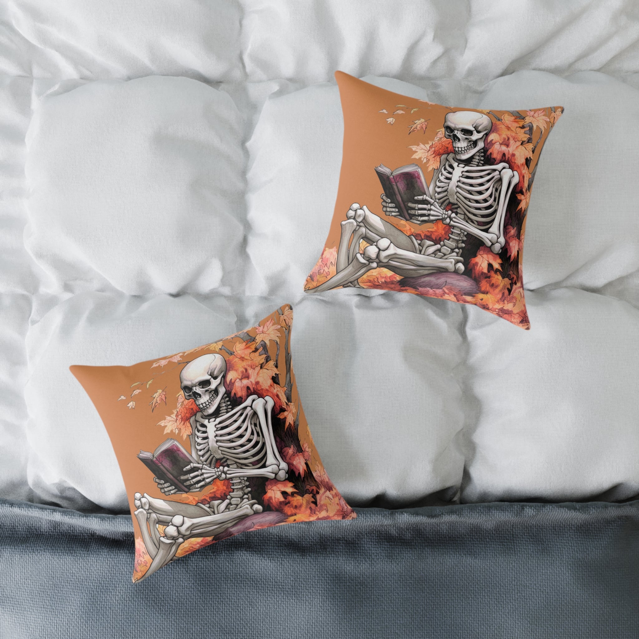 Literary Skeleton Cushion – Halloween & Autumn Home Décor