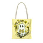 Leaf Me Alone Tote Bag, Cute Ghost Boundaries Bag, Funny Autumn Halloween Tote