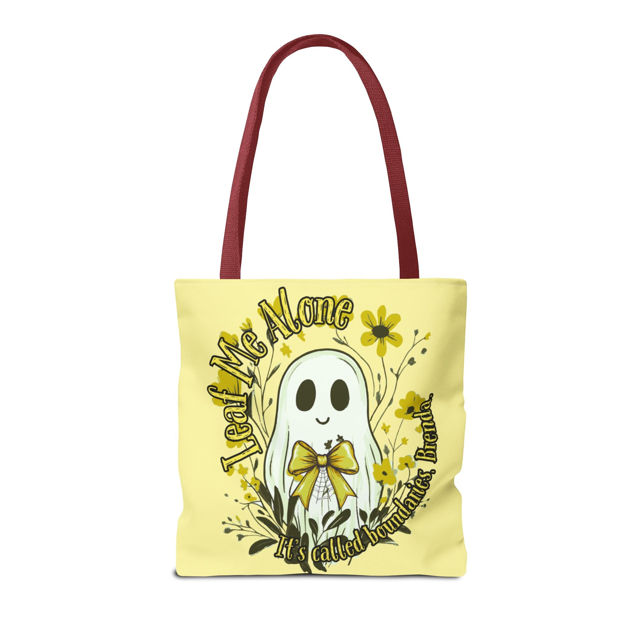 Leaf Me Alone Tote Bag, Cute Ghost Boundaries Bag, Funny Autumn Halloween Tote