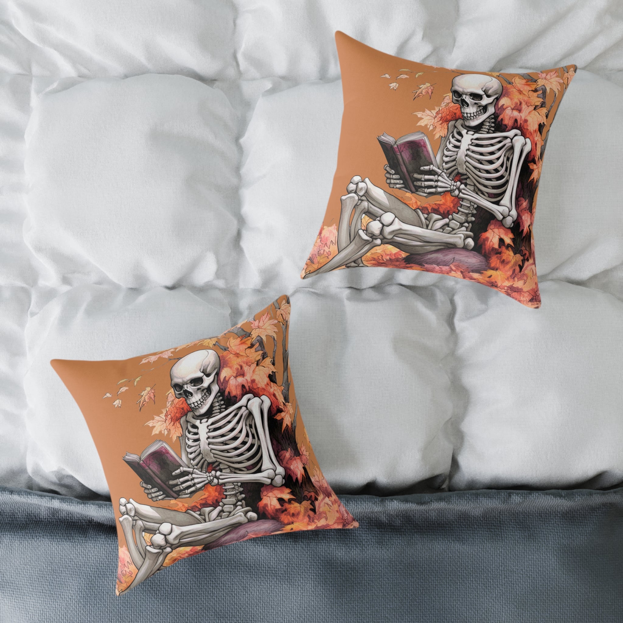 Literary Skeleton Cushion – Halloween & Autumn Home Décor