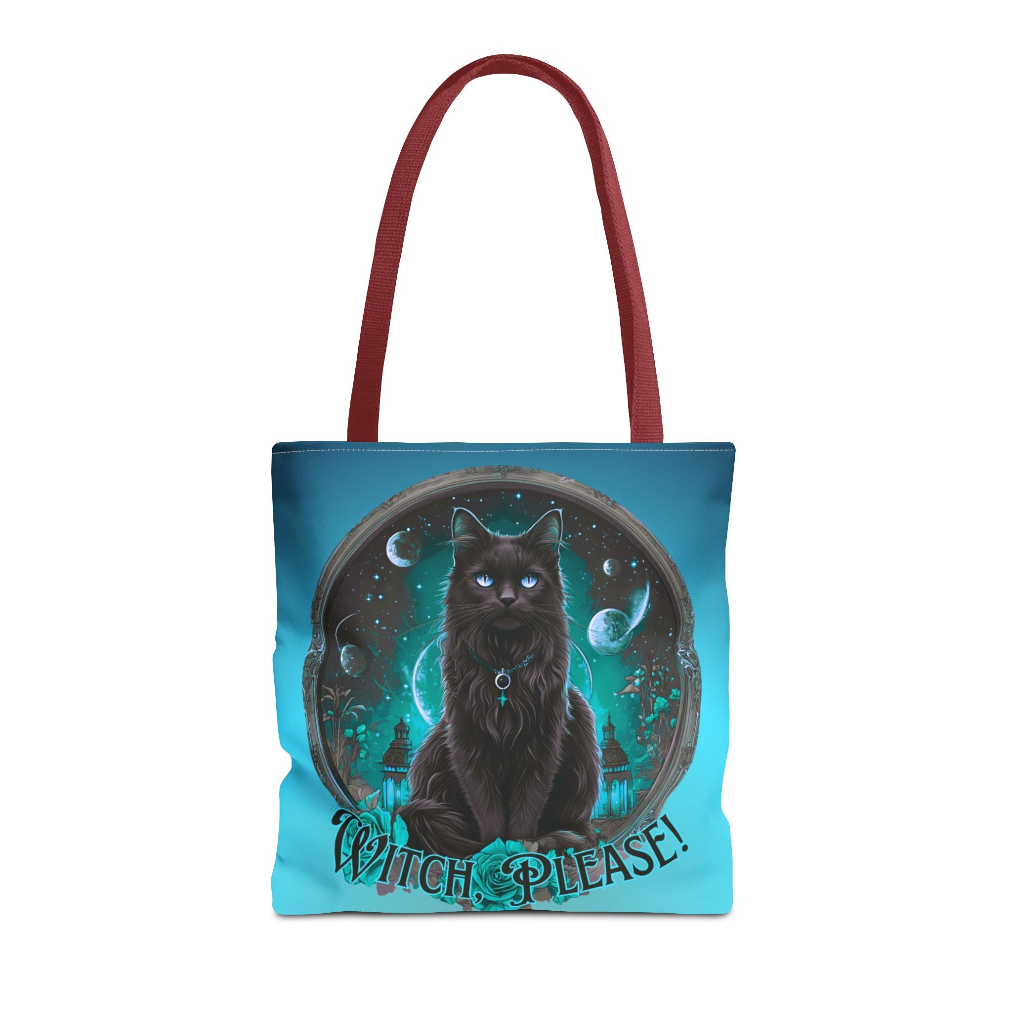 Witch Please Tote Bag – Gothic Black Cat, Spooky Moon Phases, Witchy Aesthetic Shopper
