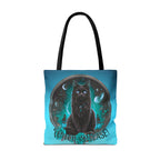 Witch Please Tote Bag – Gothic Black Cat, Spooky Moon Phases, Witchy Aesthetic Shopper