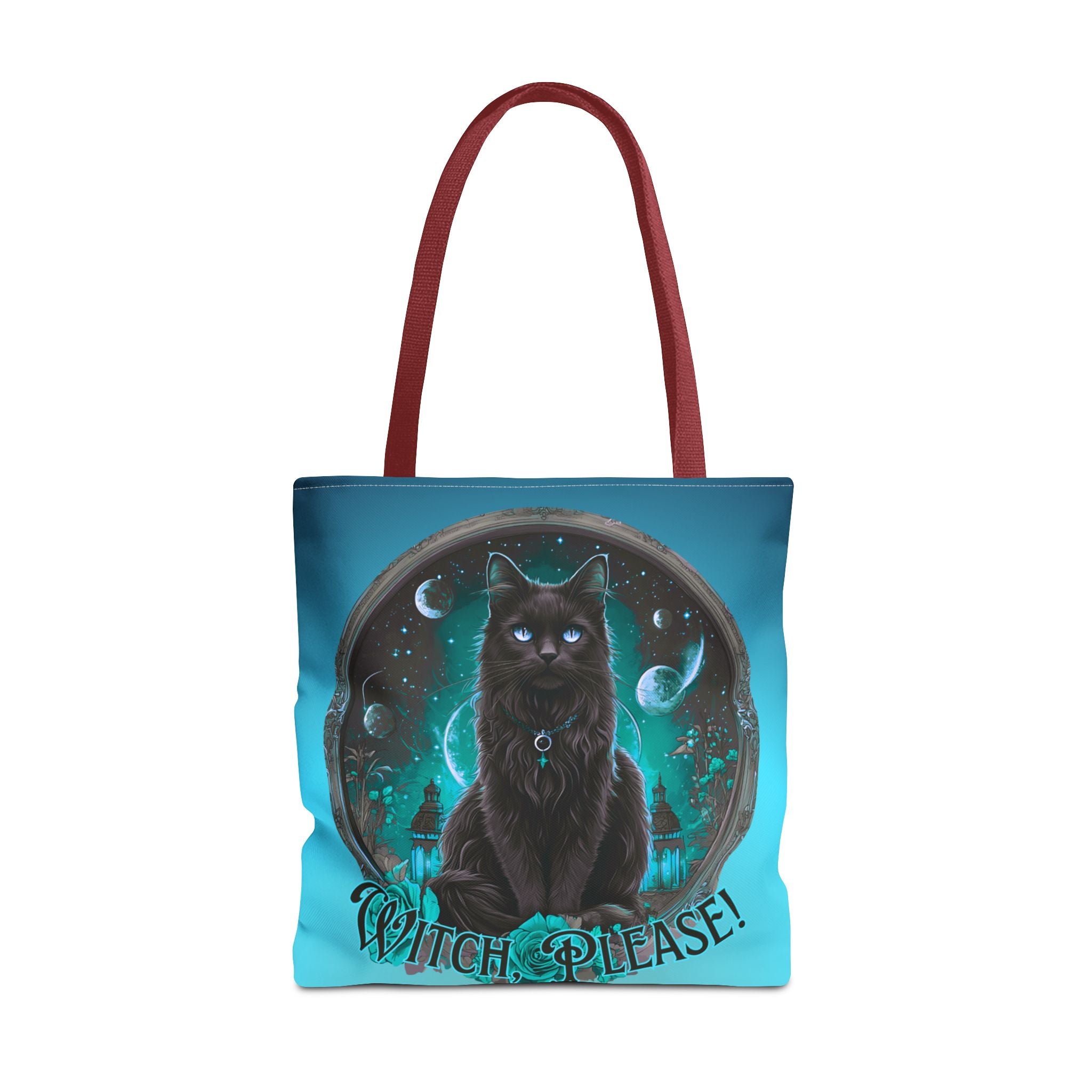 Witch Please Tote Bag – Gothic Black Cat, Spooky Moon Phases, Witchy Aesthetic Shopper