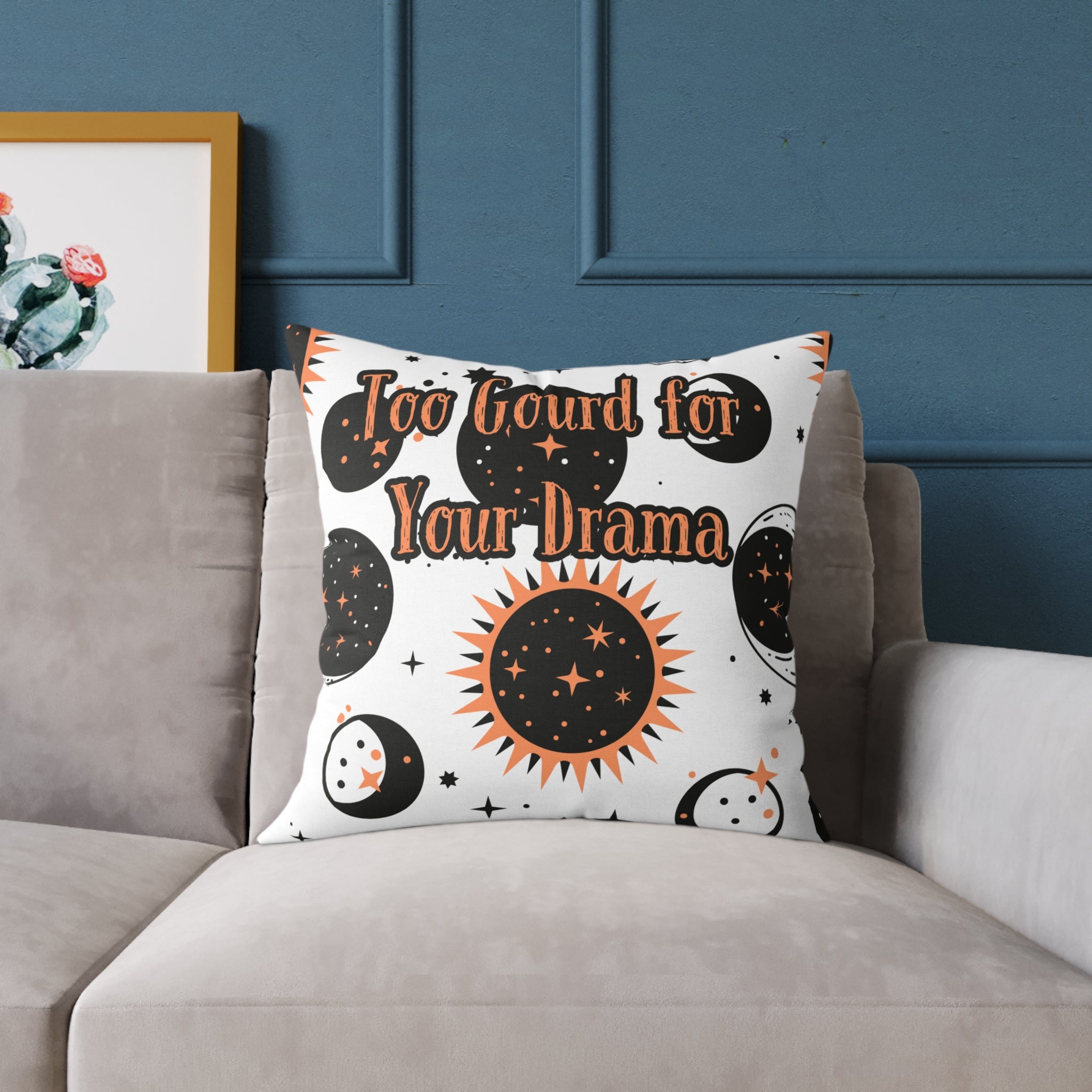 Too Gourd for Your Drama – Celestial Sun & Moon Throw Pillow