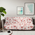 Cosy Autumn Sherpa Blanket – Maple Leaf & Berry Design in Seasonal Hues