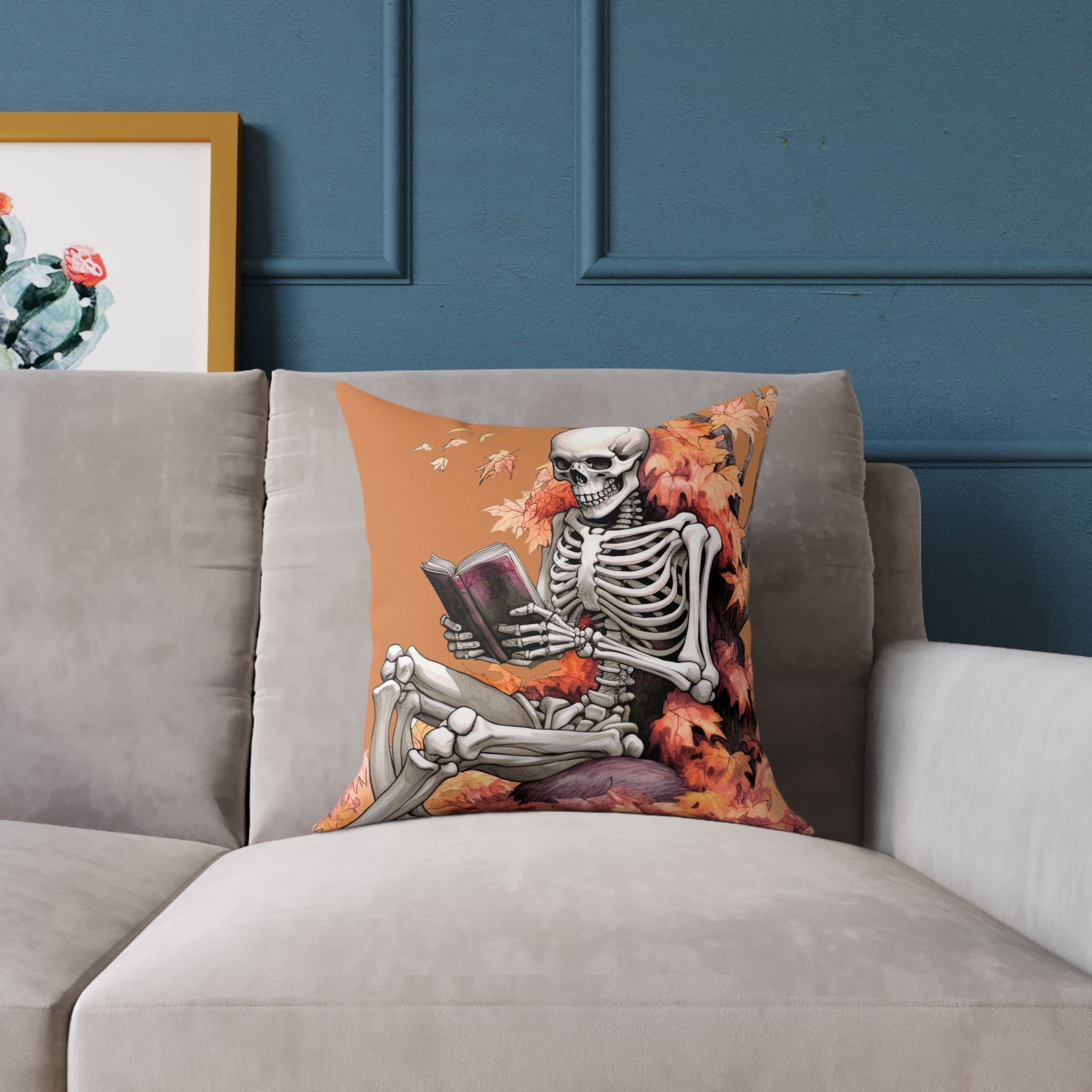 Literary Skeleton Cushion – Halloween & Autumn Home Décor