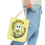 Leaf Me Alone Tote Bag, Cute Ghost Boundaries Bag, Funny Autumn Halloween Tote