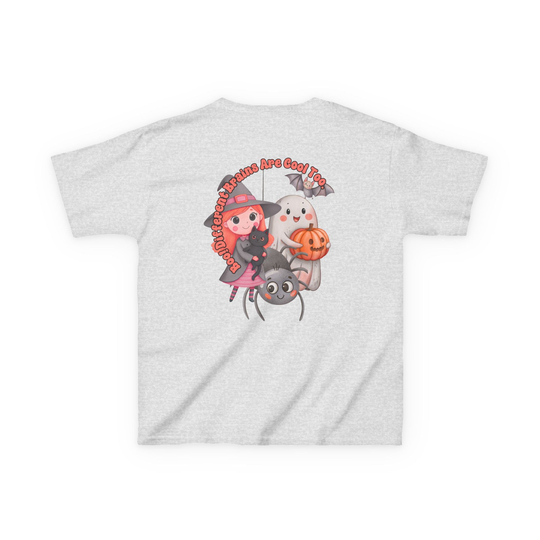 “Boo! Different Brains Are Cool Too” Kids Halloween T-Shirt – Inclusive Slogan Tee