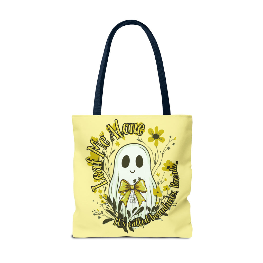 Leaf Me Alone Tote Bag, Cute Ghost Boundaries Bag, Funny Autumn Halloween Tote