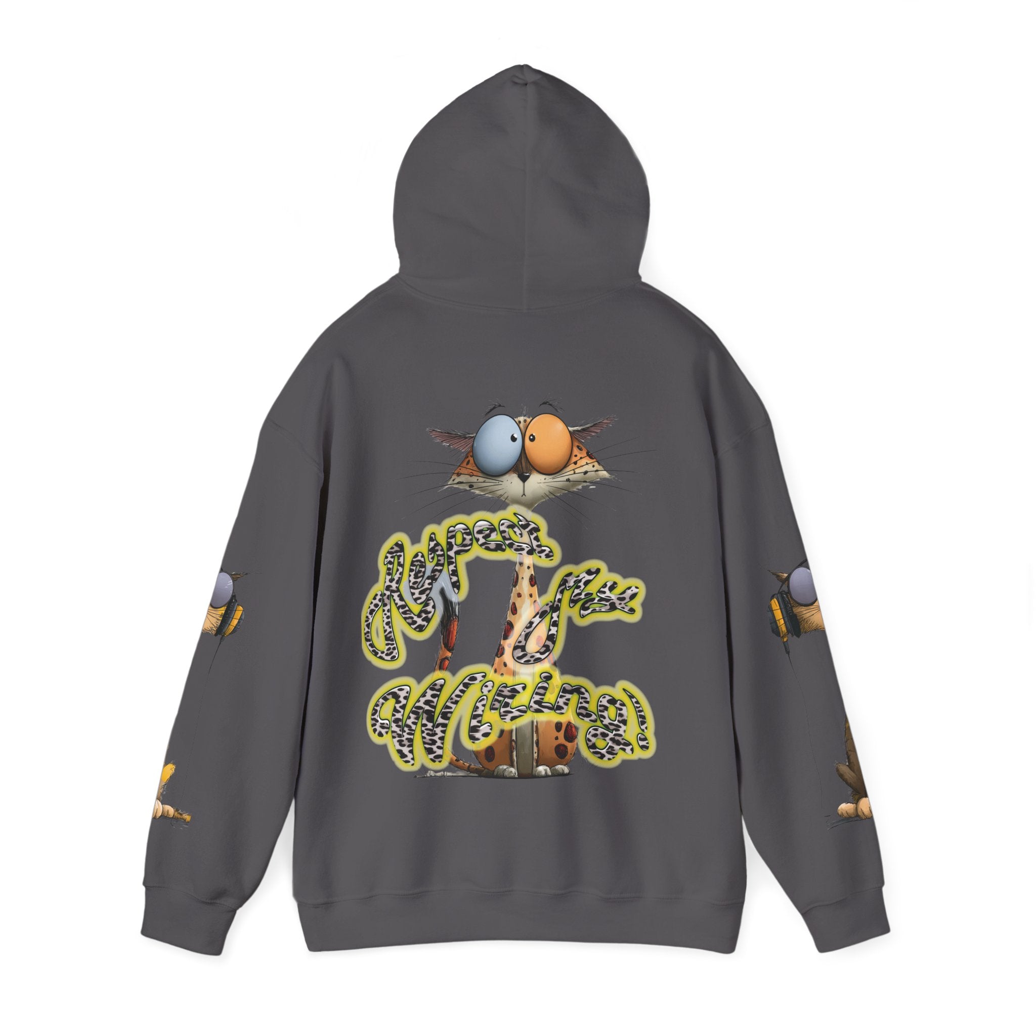 Respect My Wiring Hoodie-Cat Graphic Sweatshirt