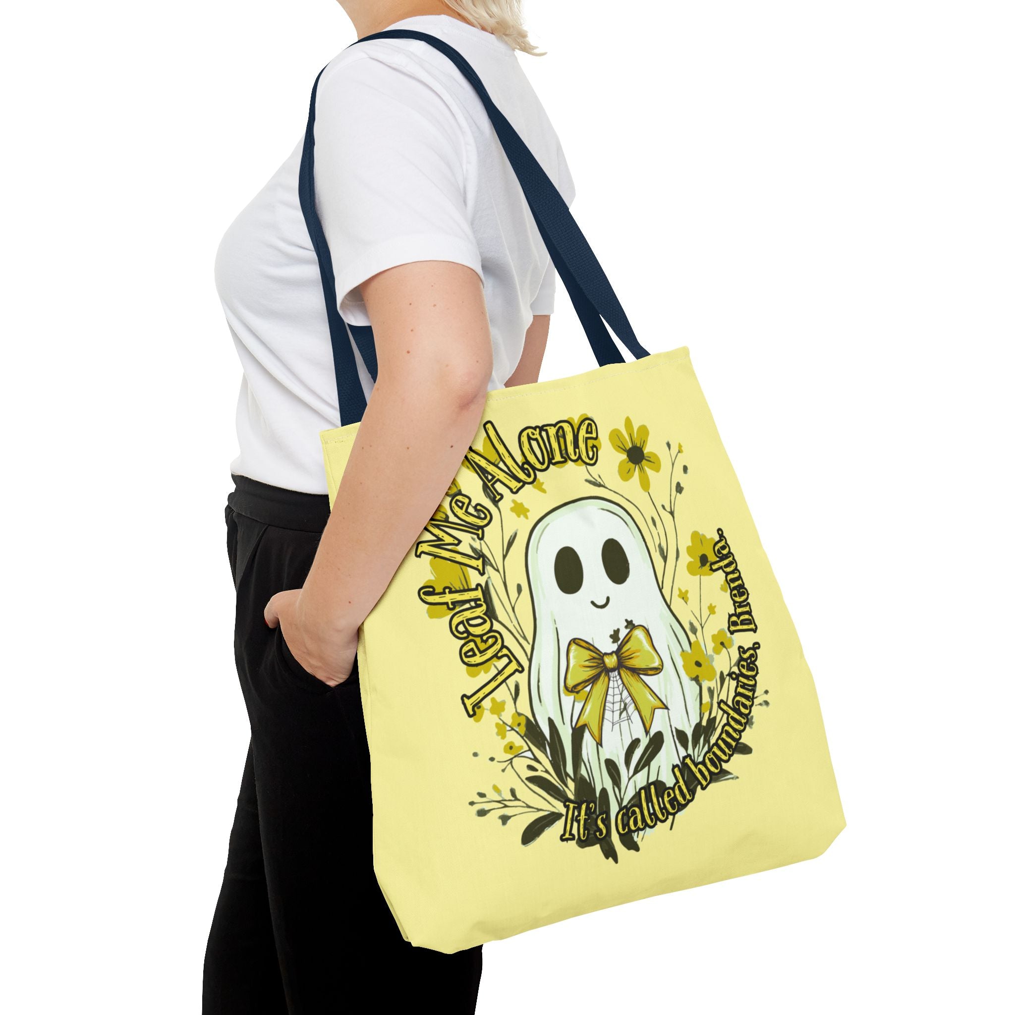 Leaf Me Alone Tote Bag, Cute Ghost Boundaries Bag, Funny Autumn Halloween Tote
