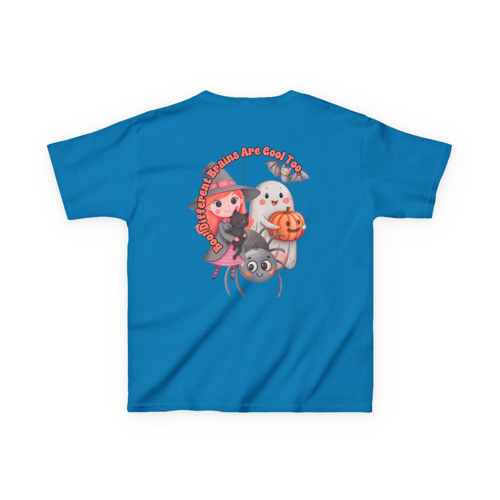 “Boo! Different Brains Are Cool Too” Kids Halloween T-Shirt – Inclusive Slogan Tee