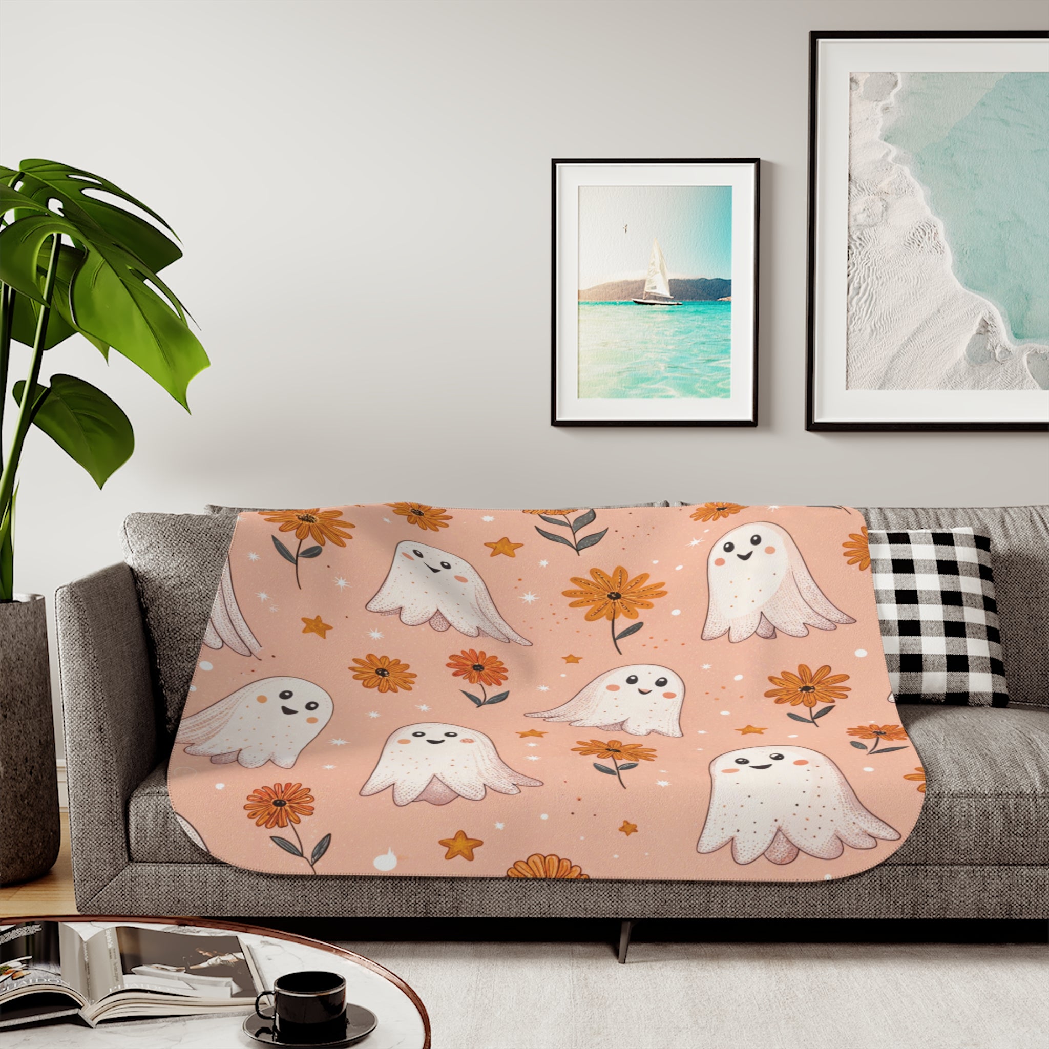 Boo-tiful Ghost Sherpa Blanket – Soft & Seasonal