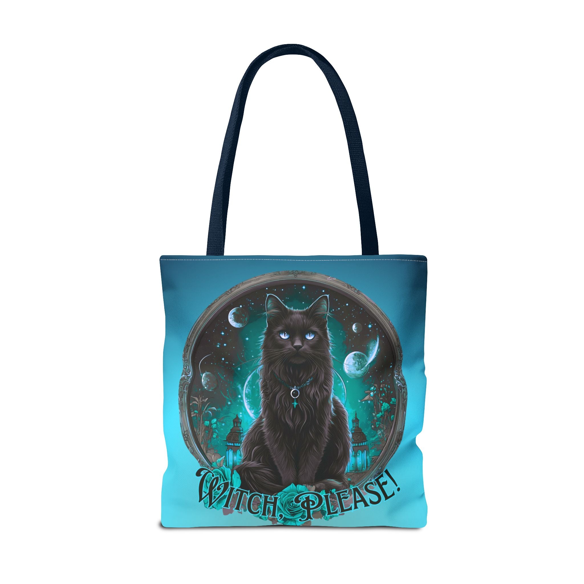 Witch Please Tote Bag – Gothic Black Cat, Spooky Moon Phases, Witchy Aesthetic Shopper