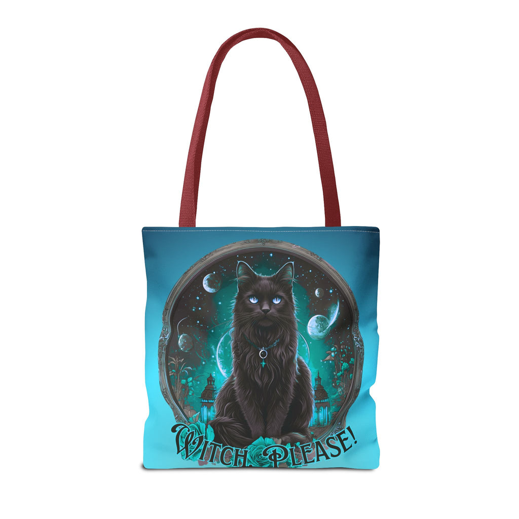 Witch Please Tote Bag – Gothic Black Cat, Spooky Moon Phases, Witchy Aesthetic Shopper