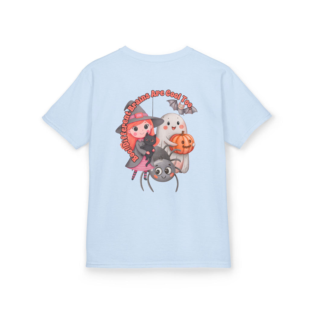 “Boo! Different Brains Are Cool Too” Kids Halloween T-Shirt – Inclusive Slogan Tee