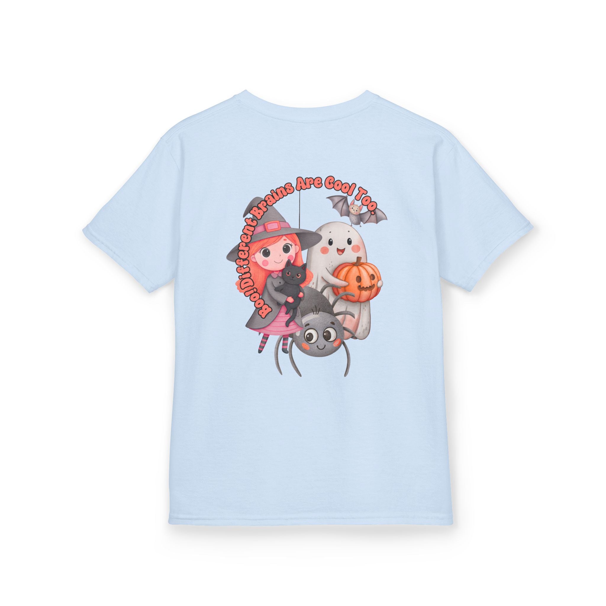 “Boo! Different Brains Are Cool Too” Kids Halloween T-Shirt – Inclusive Slogan Tee