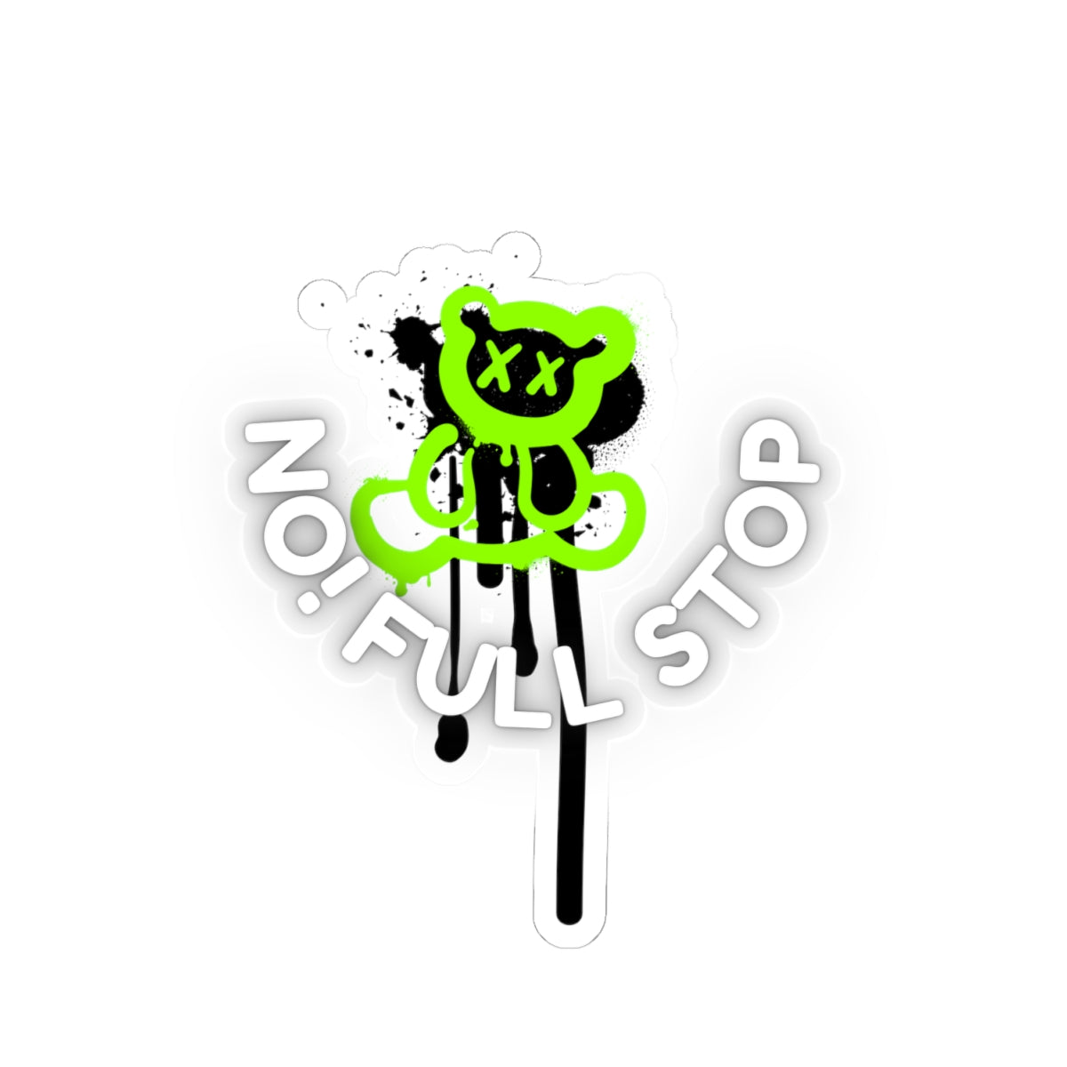 No! Full Stop – Neon Bear Sticker