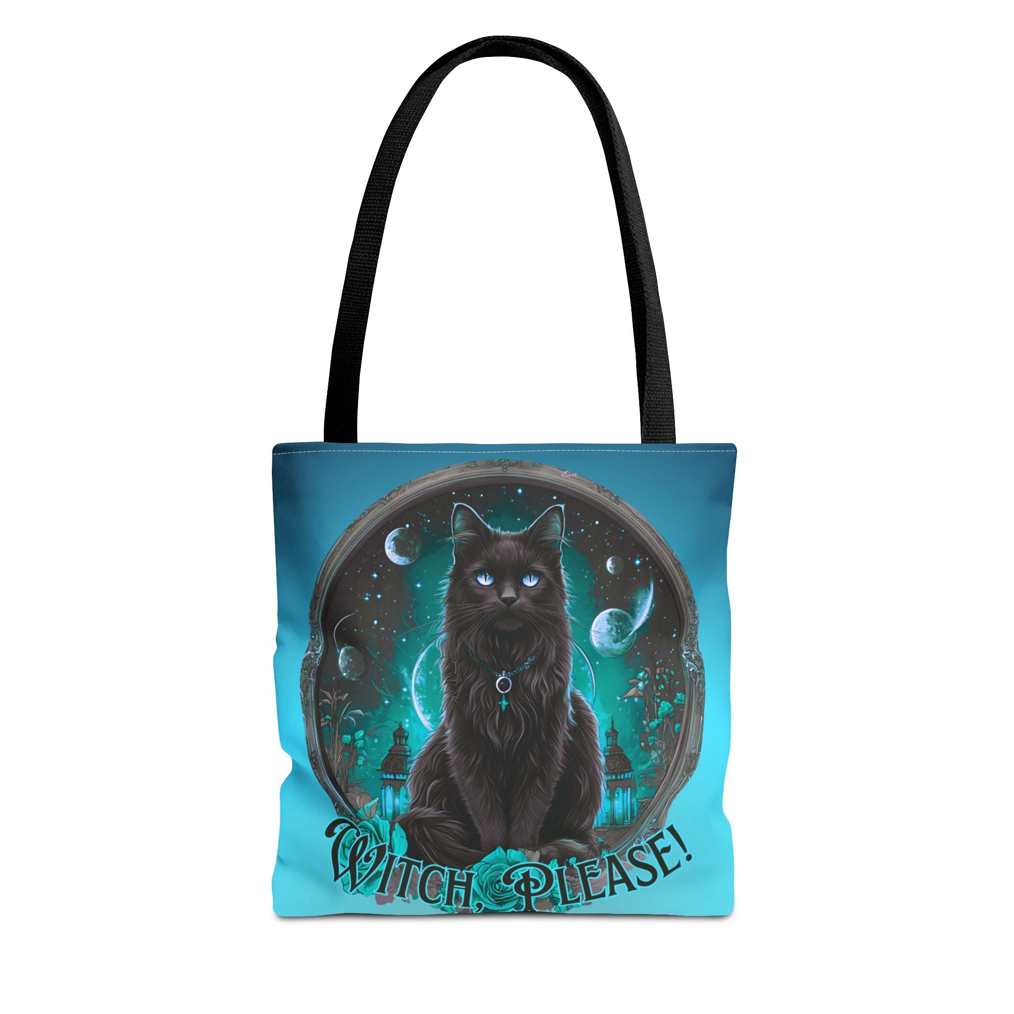Witch Please Tote Bag – Gothic Black Cat, Spooky Moon Phases, Witchy Aesthetic Shopper