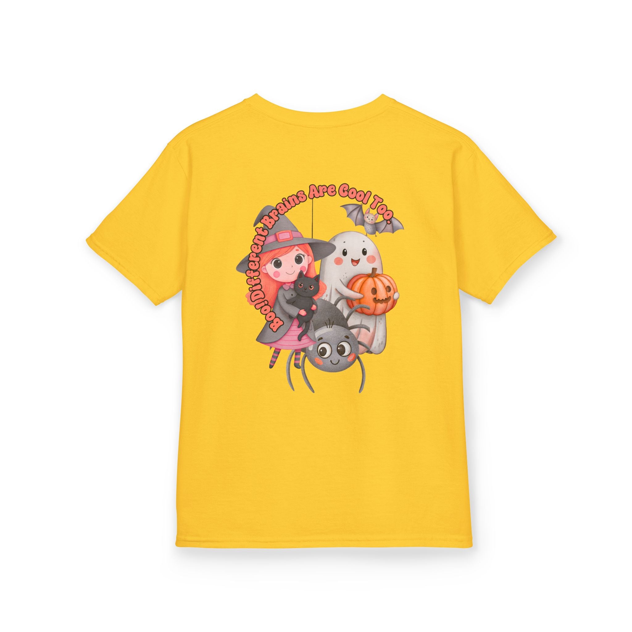 “Boo! Different Brains Are Cool Too” Kids Halloween T-Shirt – Inclusive Slogan Tee