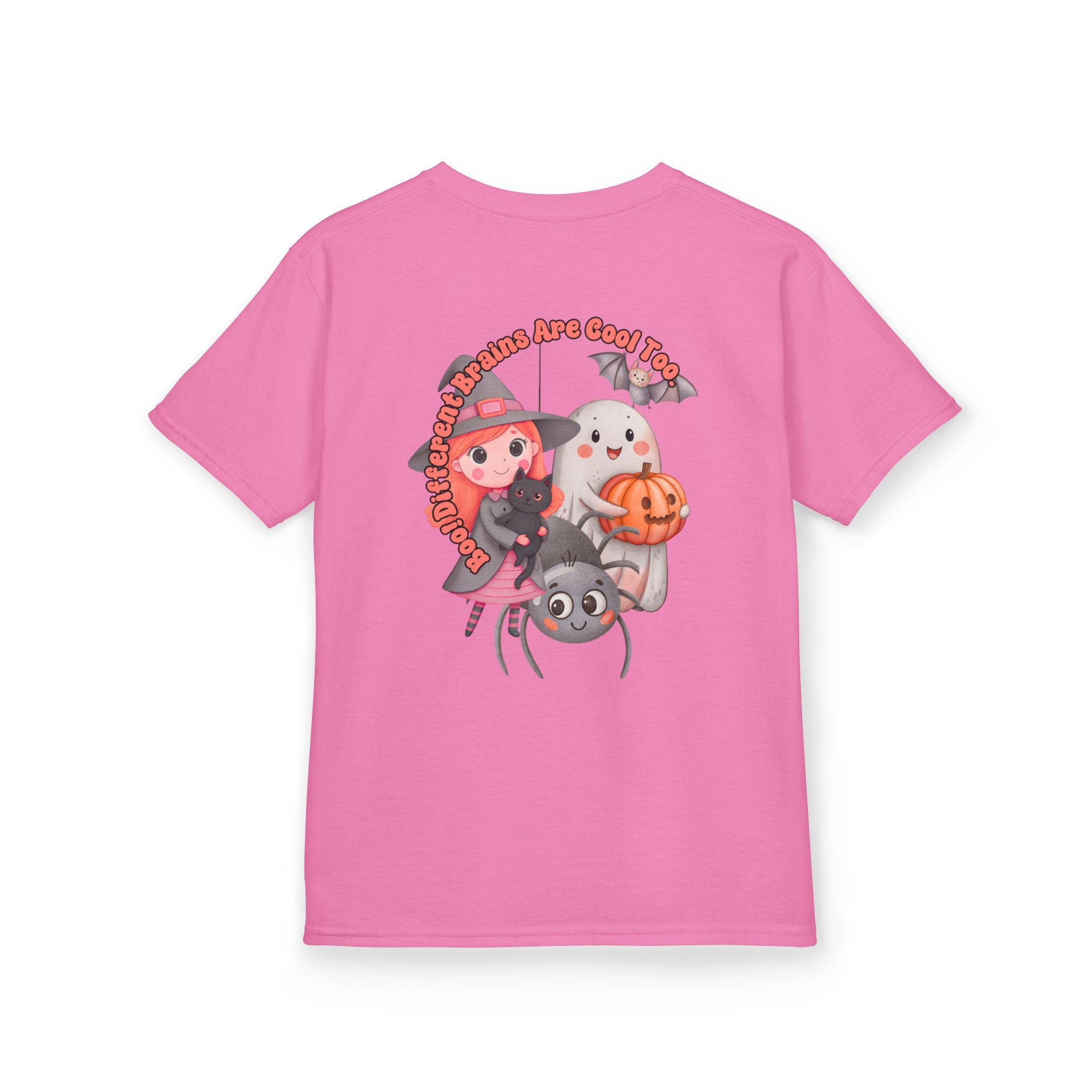 “Boo! Different Brains Are Cool Too” Kids Halloween T-Shirt – Inclusive Slogan Tee