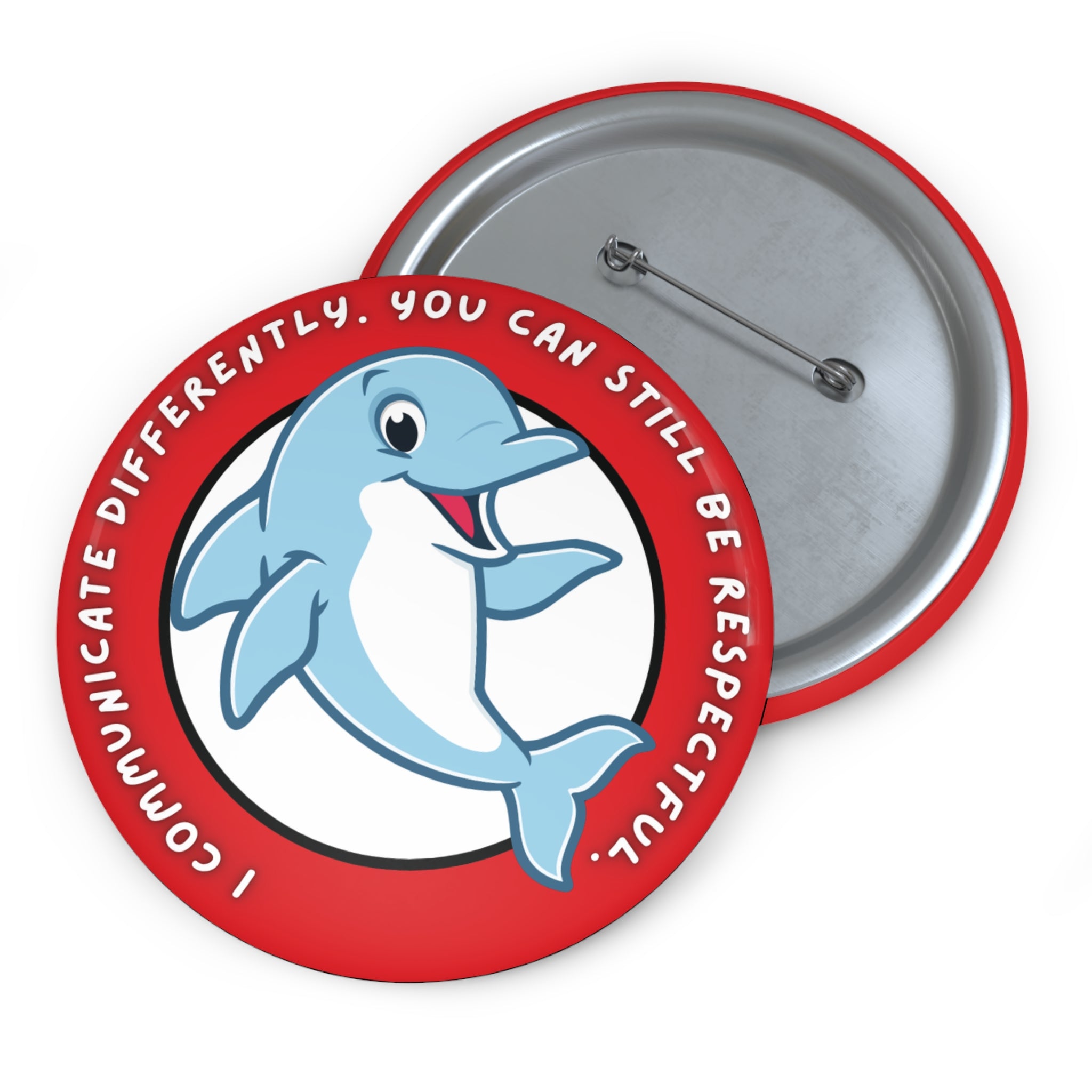 Autism Awareness Pin Badge – Neurodivergent Acceptance Dolphin Design (3in)