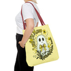 Leaf Me Alone Tote Bag, Cute Ghost Boundaries Bag, Funny Autumn Halloween Tote