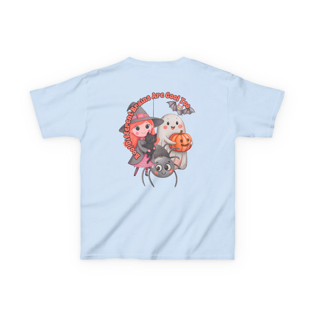 “Boo! Different Brains Are Cool Too” Kids Halloween T-Shirt – Inclusive Slogan Tee