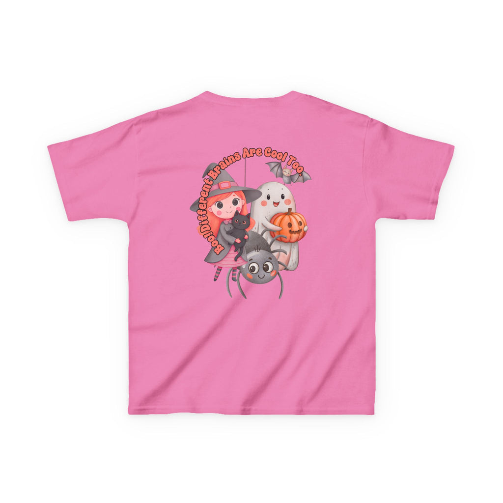 “Boo! Different Brains Are Cool Too” Kids Halloween T-Shirt – Inclusive Slogan Tee