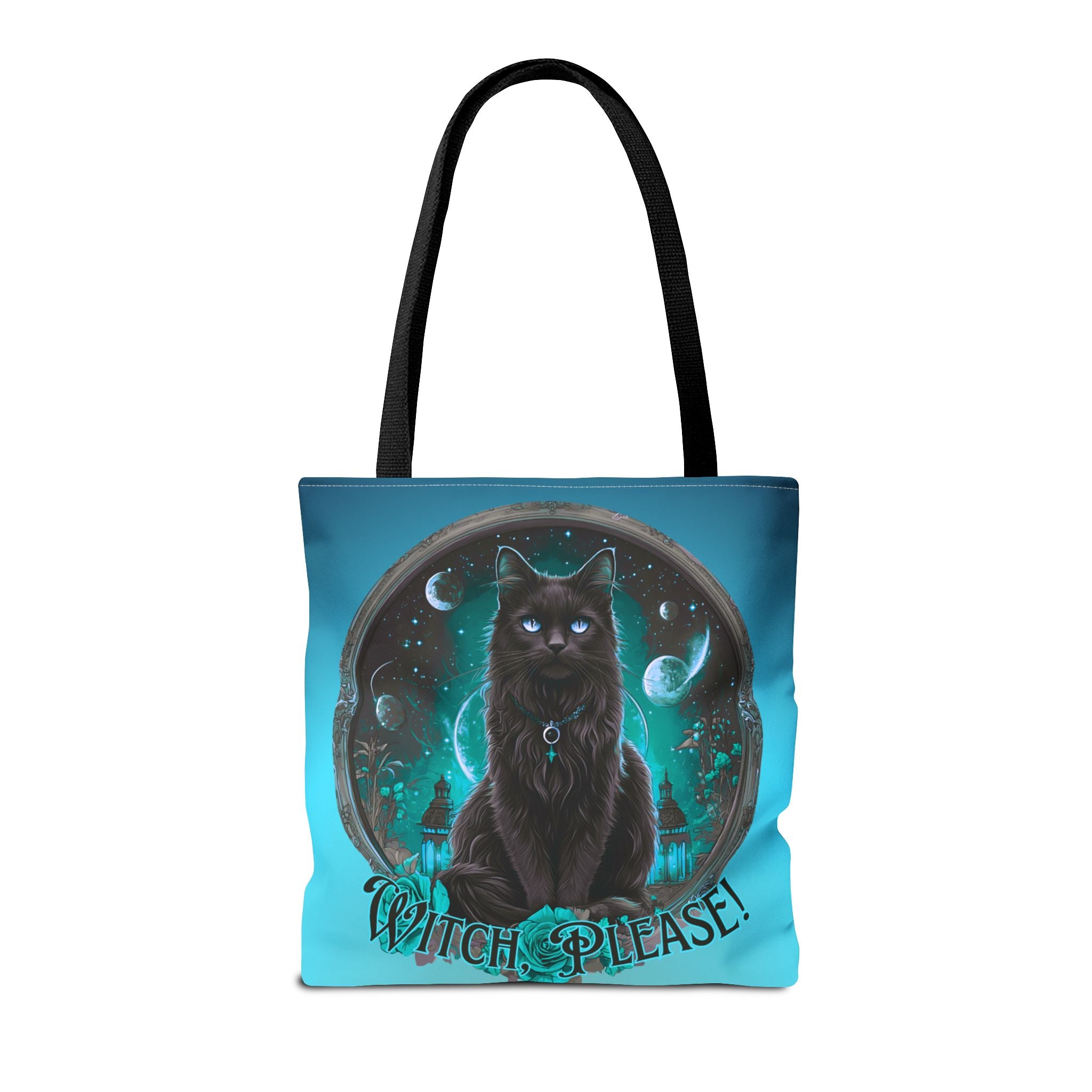 Witch Please Tote Bag – Gothic Black Cat, Spooky Moon Phases, Witchy Aesthetic Shopper