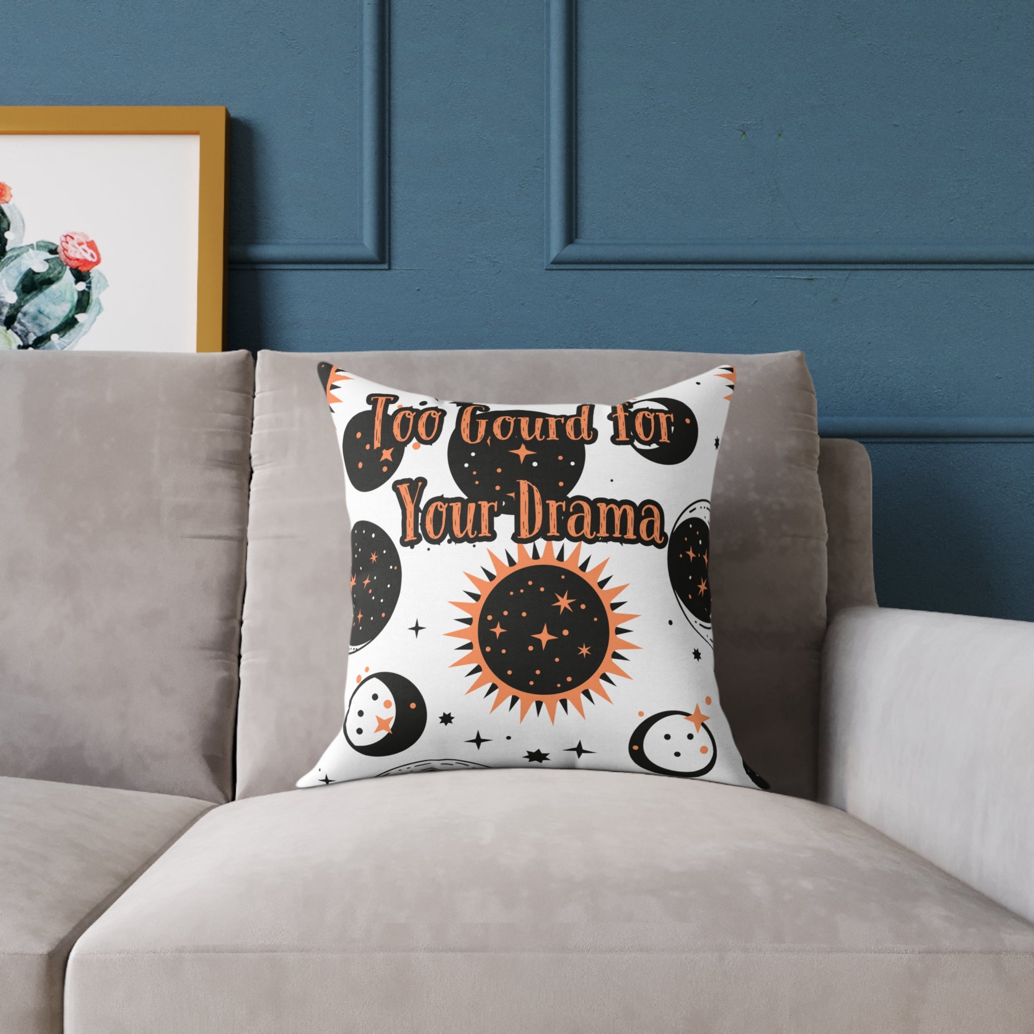 Too Gourd for Your Drama – Celestial Sun & Moon Throw Pillow