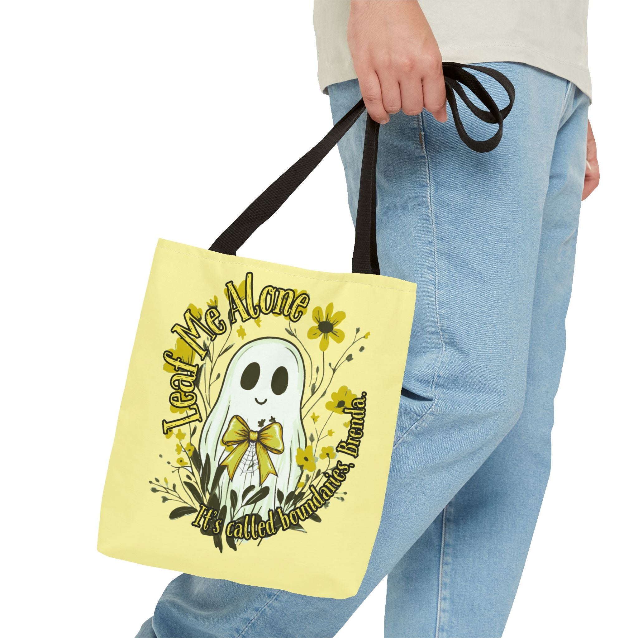Leaf Me Alone Tote Bag, Cute Ghost Boundaries Bag, Funny Autumn Halloween Tote