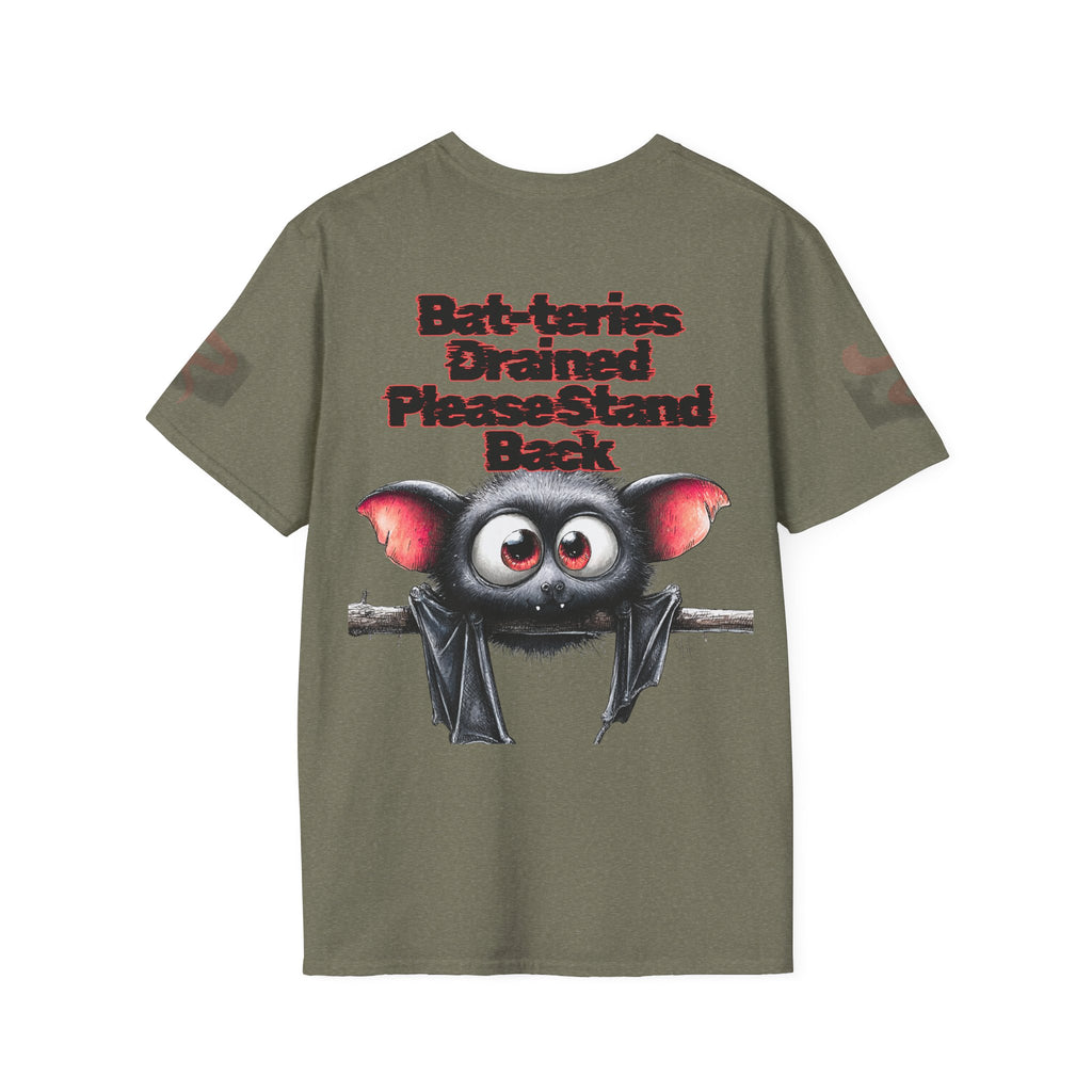 Bat-teries Drained – Cute and Funny Bat T-Shirt