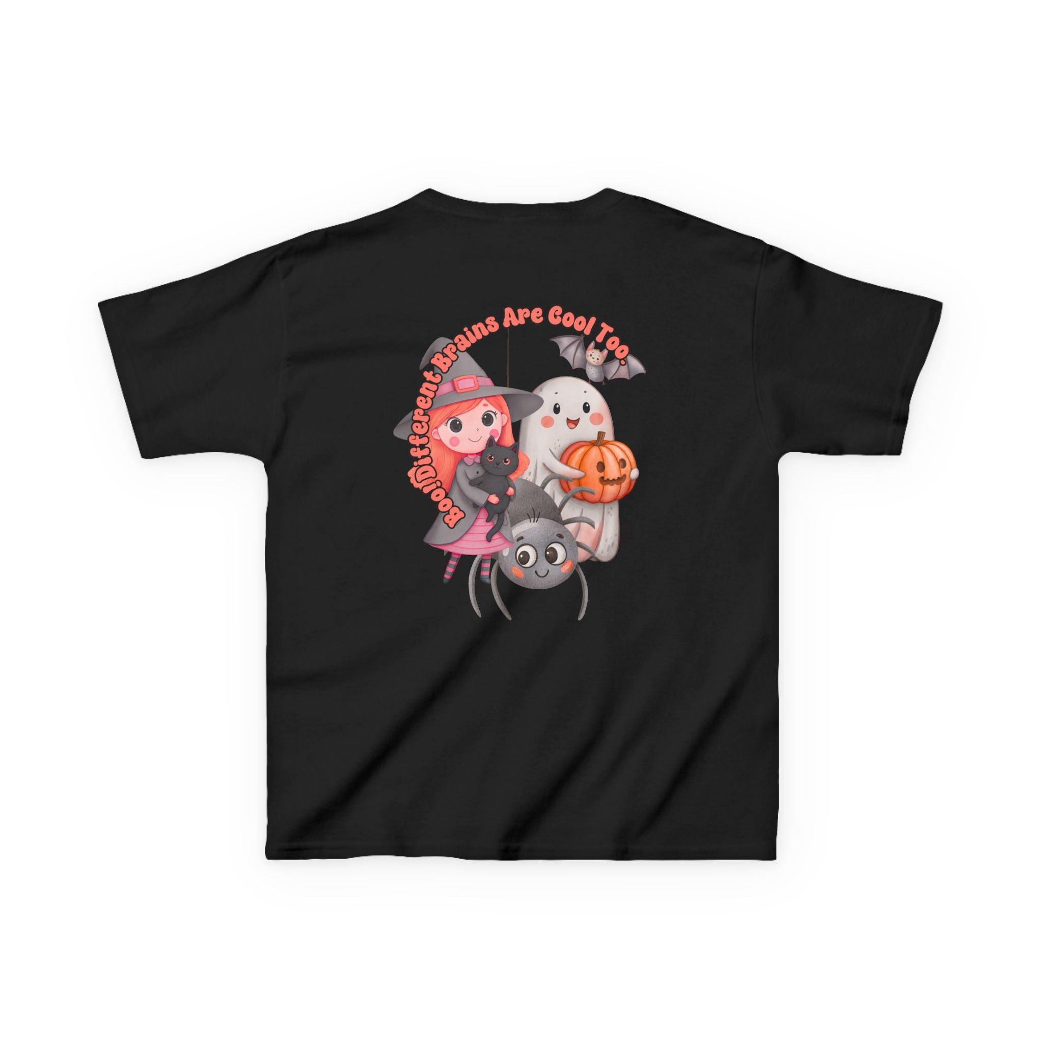 “Boo! Different Brains Are Cool Too” Kids Halloween T-Shirt – Inclusive Slogan Tee