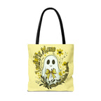 Leaf Me Alone Tote Bag, Cute Ghost Boundaries Bag, Funny Autumn Halloween Tote
