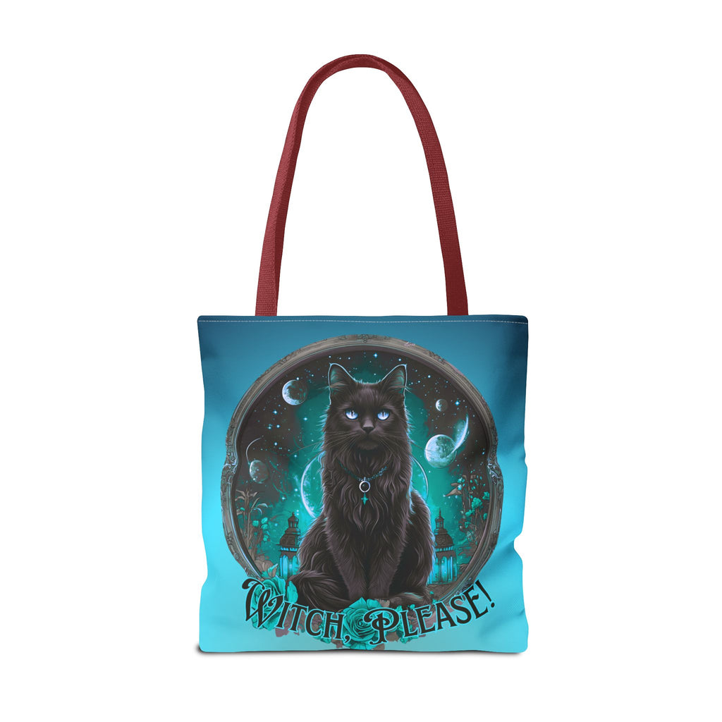Witch Please Tote Bag – Gothic Black Cat, Spooky Moon Phases, Witchy Aesthetic Shopper