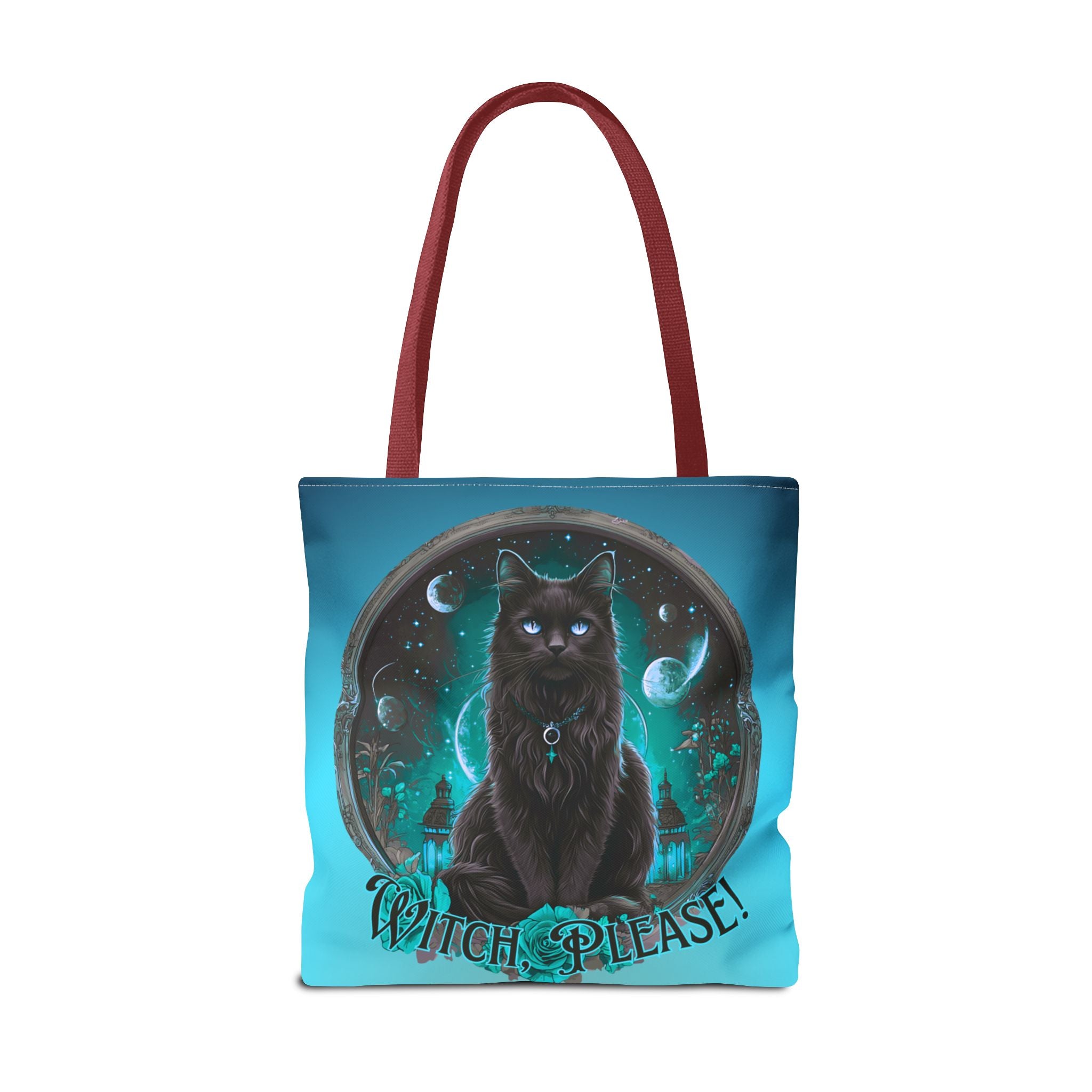 Witch Please Tote Bag – Gothic Black Cat, Spooky Moon Phases, Witchy Aesthetic Shopper