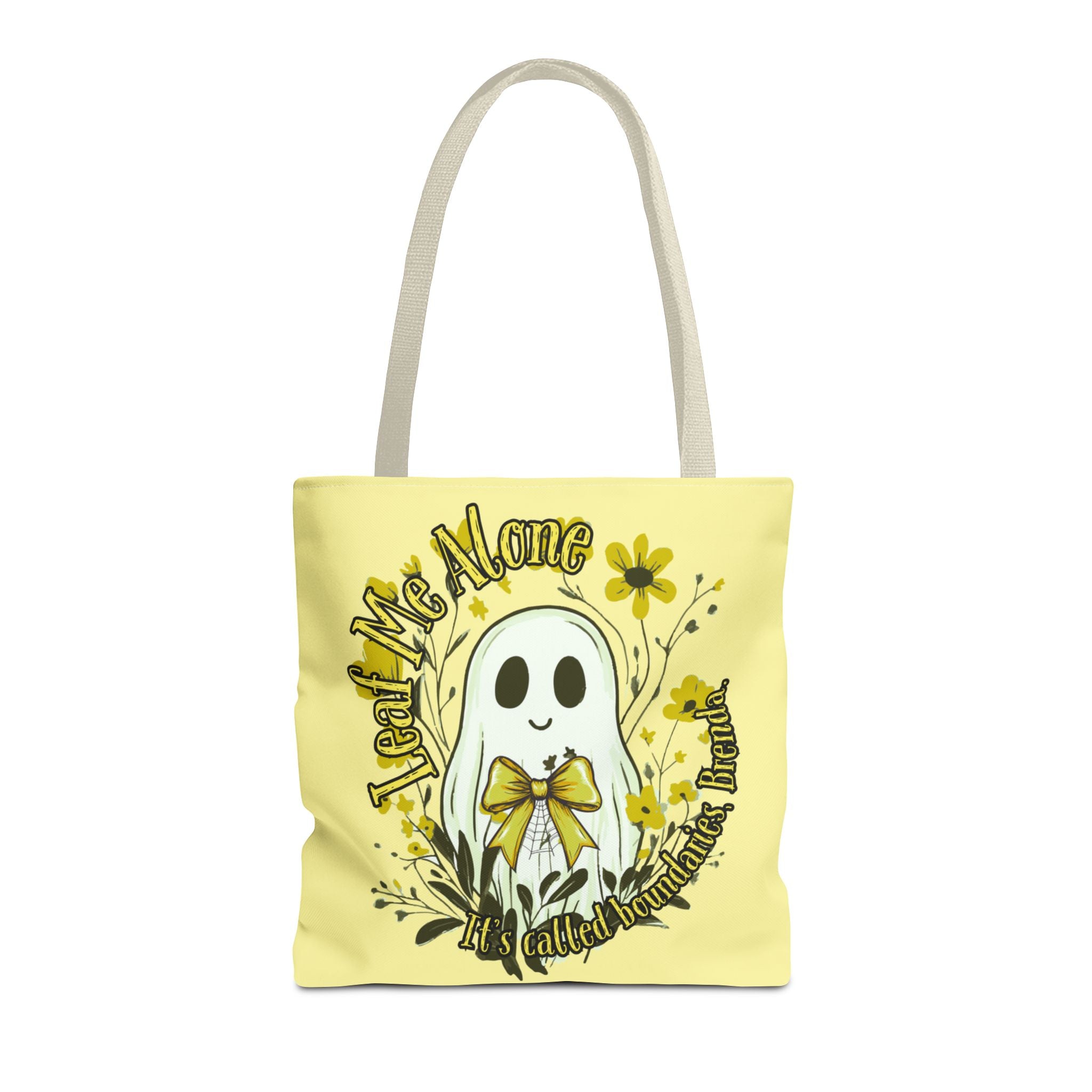 Leaf Me Alone Tote Bag, Cute Ghost Boundaries Bag, Funny Autumn Halloween Tote