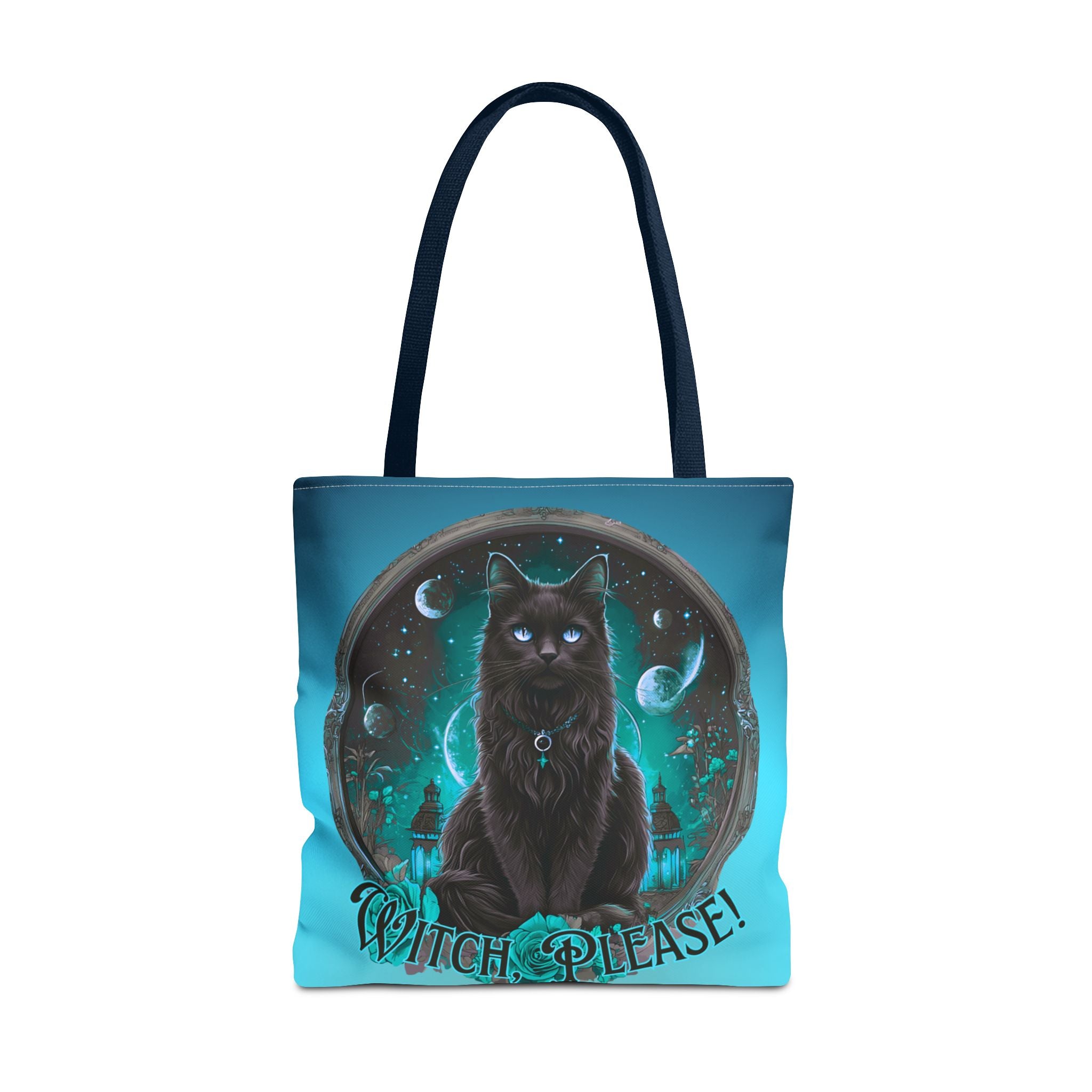 Witch Please Tote Bag – Gothic Black Cat, Spooky Moon Phases, Witchy Aesthetic Shopper