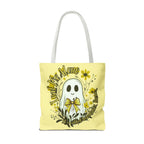 Leaf Me Alone Tote Bag, Cute Ghost Boundaries Bag, Funny Autumn Halloween Tote