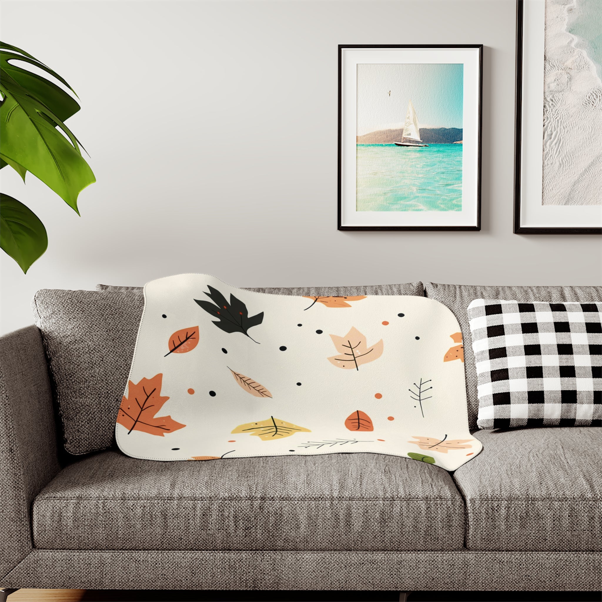 Crisp Leaves Sherpa Blanket – Snug & Seasonal
